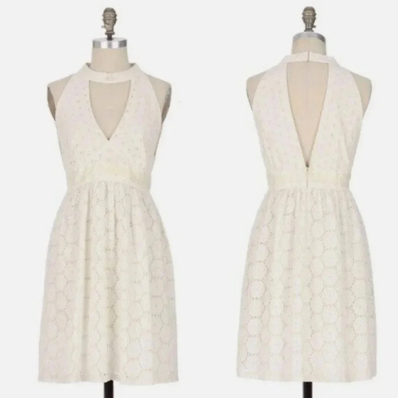 NWOT Anthropologie ANNA SUI 0 Dress GRANDE JATTE Eyelet Halter Cotton Floral - Picture 1 of 7